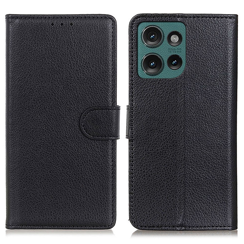  Motorola Edge 50 Neo Fodral Litchi Läder Svart