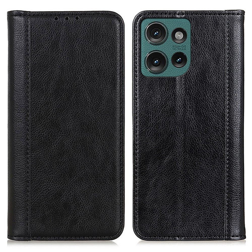 Motorola Edge 50 Neo Plånboksfodral Läder Svart
