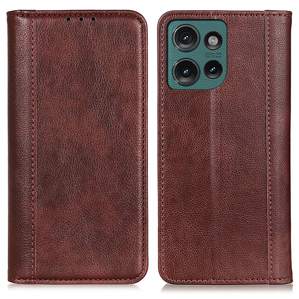 Motorola Edge 50 Neo Plånboksfodral Läder Brun
