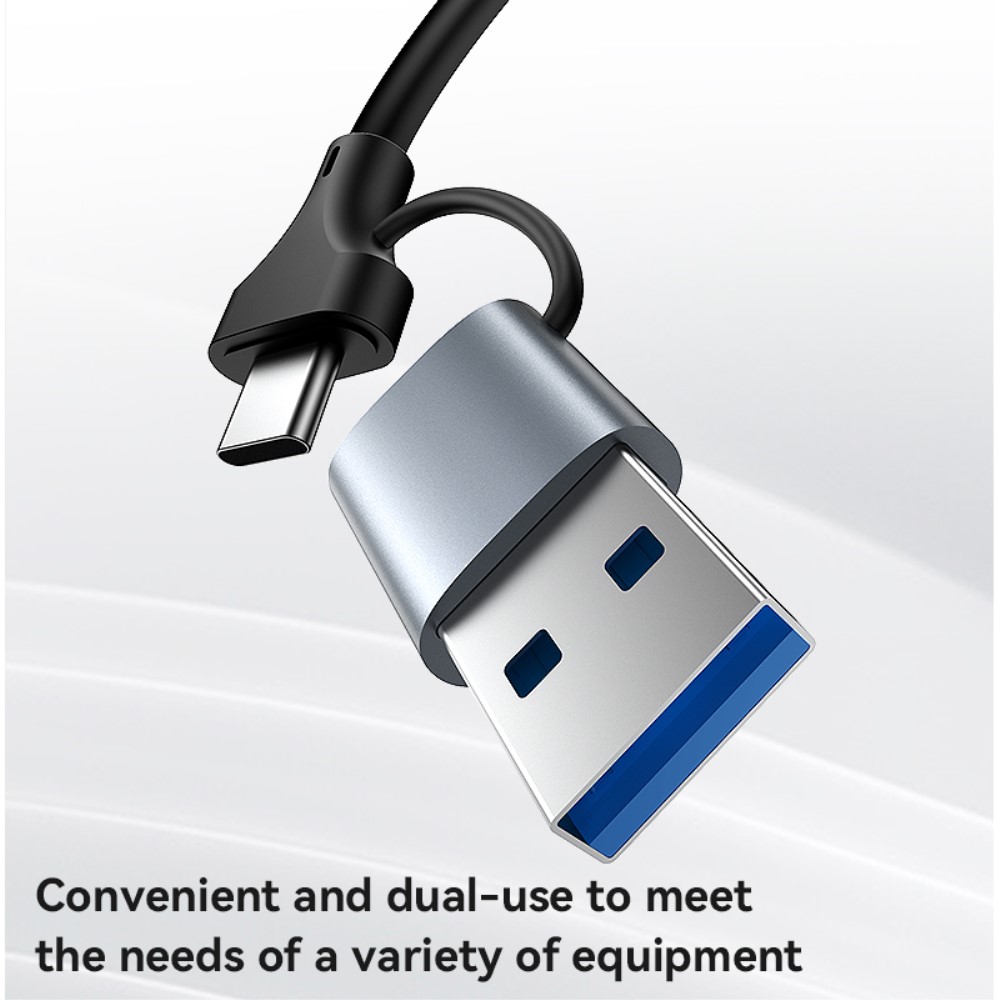 YESIDO YESIDO 2in1 USB-C/USB-A till RJ45 Adapter Grå