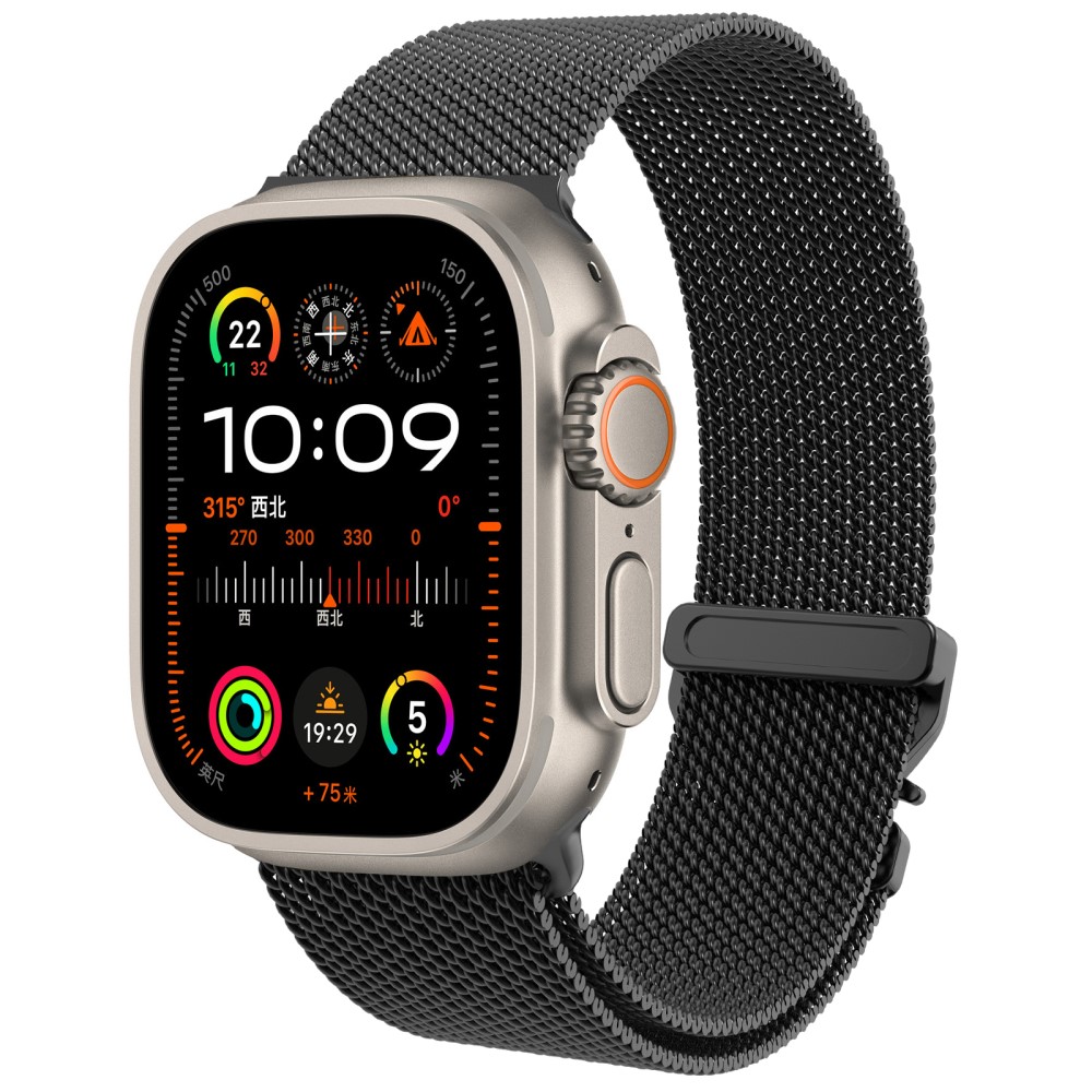  Apple Watch 42/44/45/46/49 mm Armband Milanese Svart