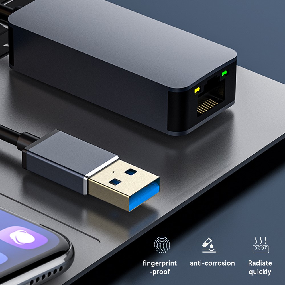  USB-A - RJ45 Nätverksadapter Grå