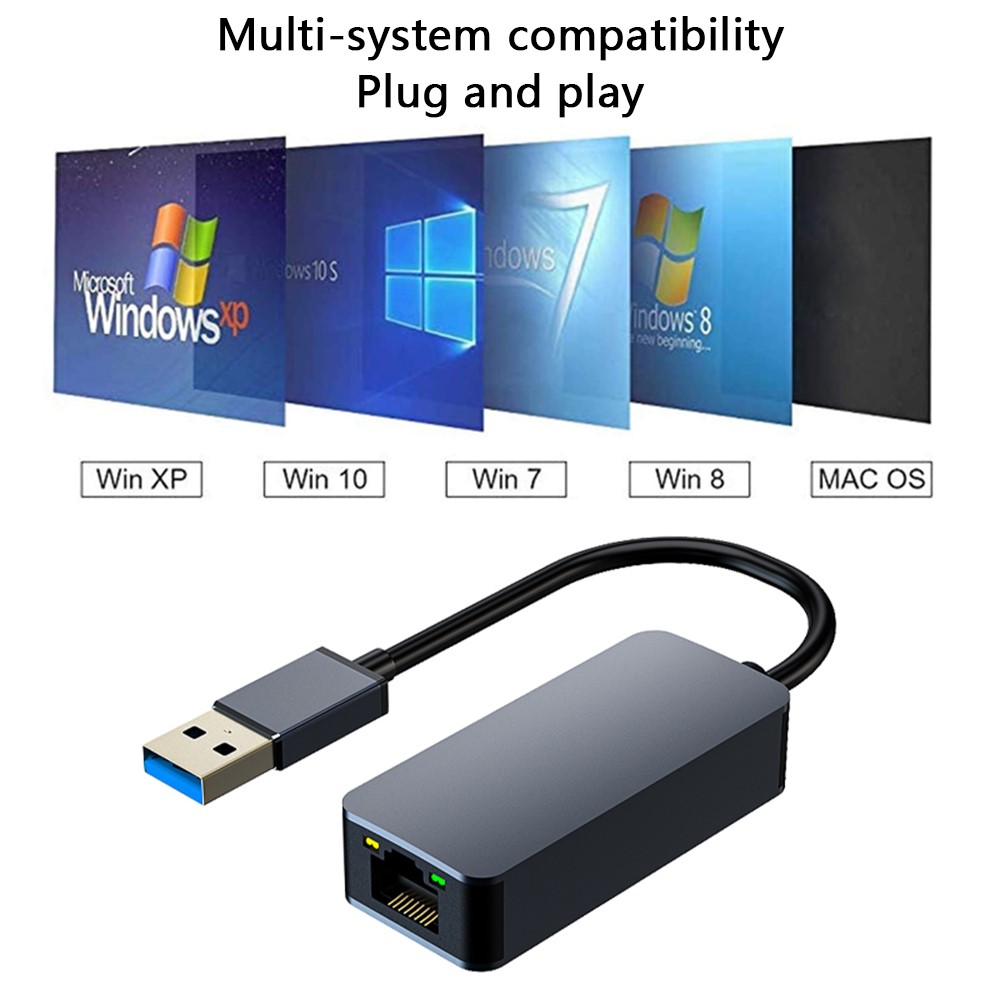  USB-A - RJ45 Nätverksadapter Grå