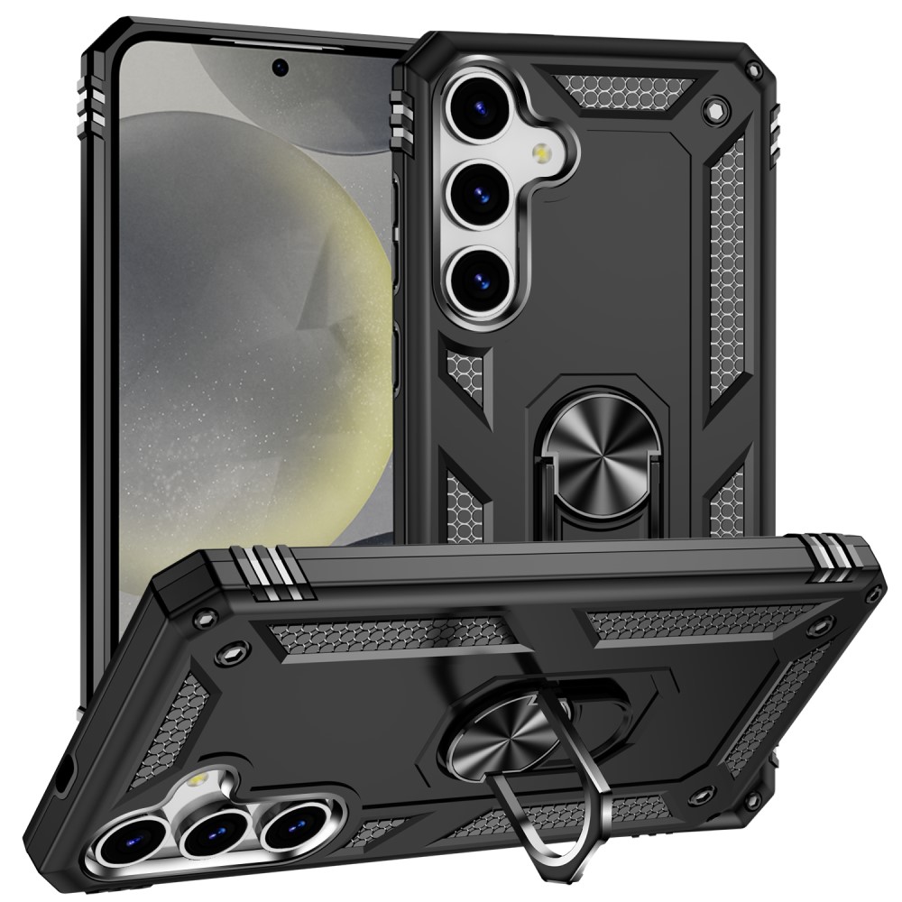  Samsung Galaxy S25 Skal Armor Ring Hybrid Svart