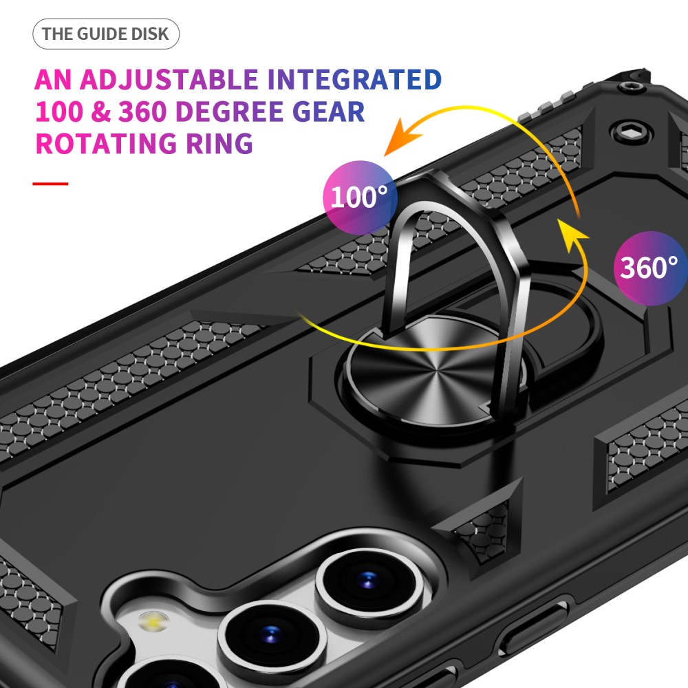  Samsung Galaxy S25 Skal Armor Ring Hybrid Svart