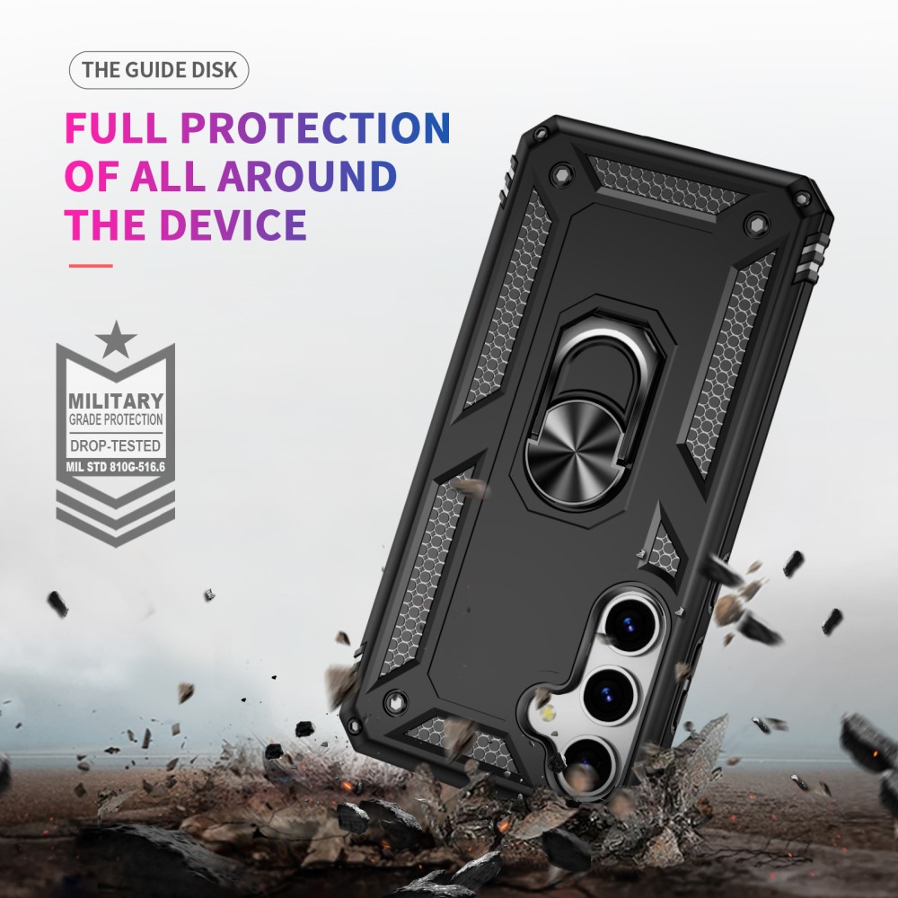  Samsung Galaxy S25 Skal Armor Ring Hybrid Svart
