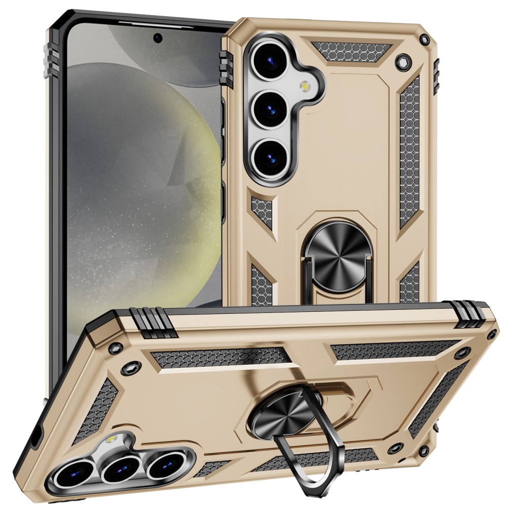  Samsung Galaxy S25 Skal Armor Ring Hybrid Guld