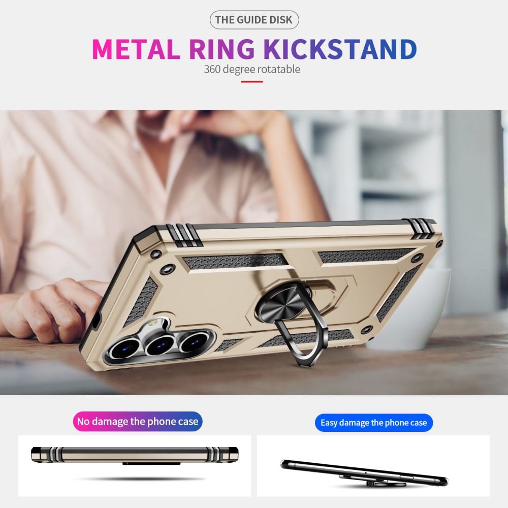 Samsung Galaxy S25 Skal Armor Ring Hybrid Guld