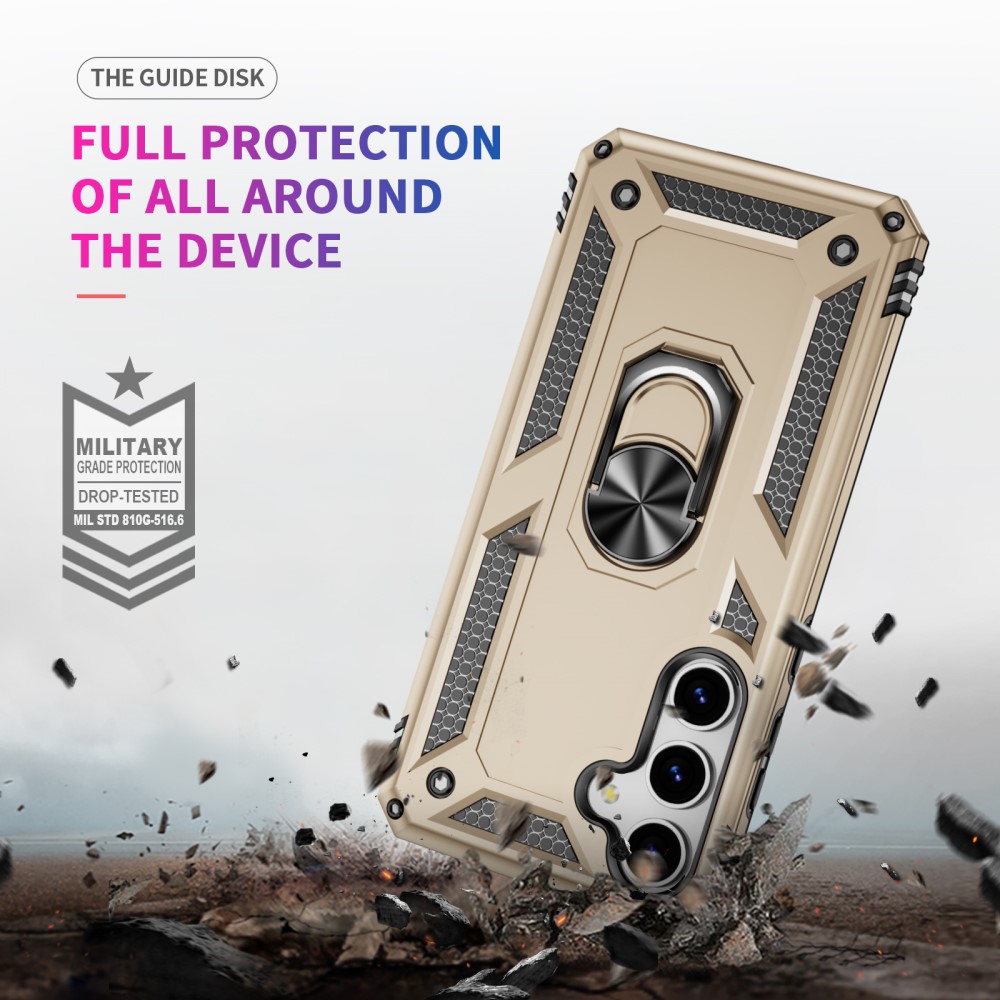  Samsung Galaxy S25 Skal Armor Ring Hybrid Guld