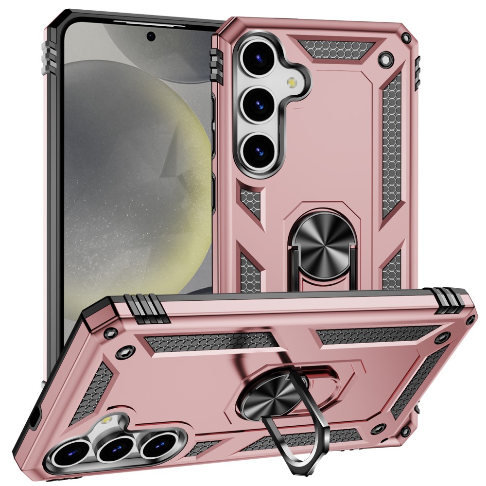  Samsung Galaxy S25 Skal Armor Ring Hybrid Roséguld
