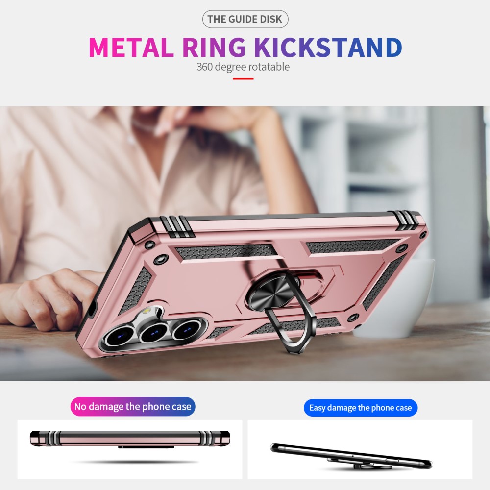  Samsung Galaxy S25 Skal Armor Ring Hybrid Roséguld