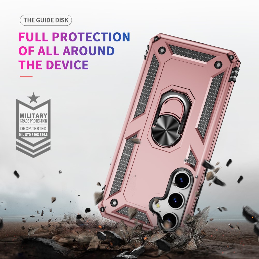  Samsung Galaxy S25 Skal Armor Ring Hybrid Roséguld