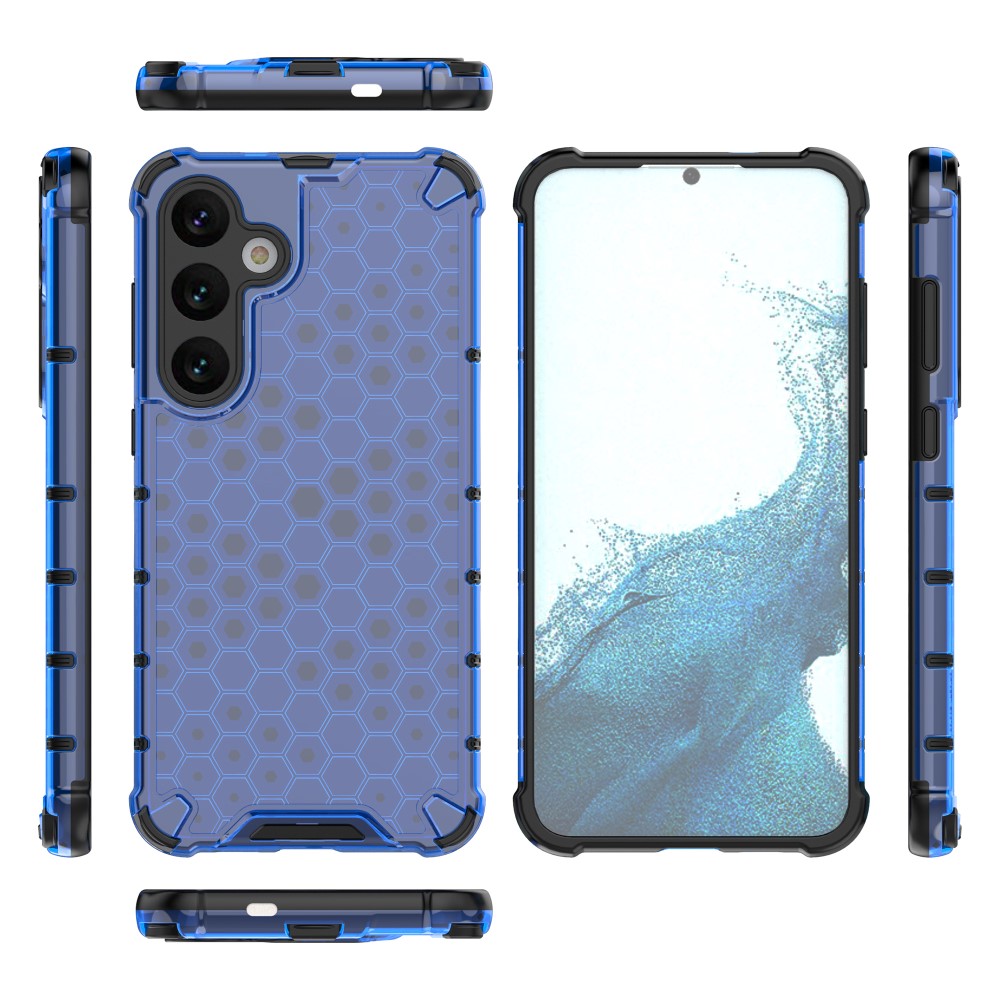  Samsung Galaxy S25 Skal Hybrid Honeycomb Blå