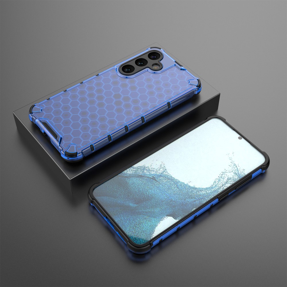  Samsung Galaxy S25 Skal Hybrid Honeycomb Blå