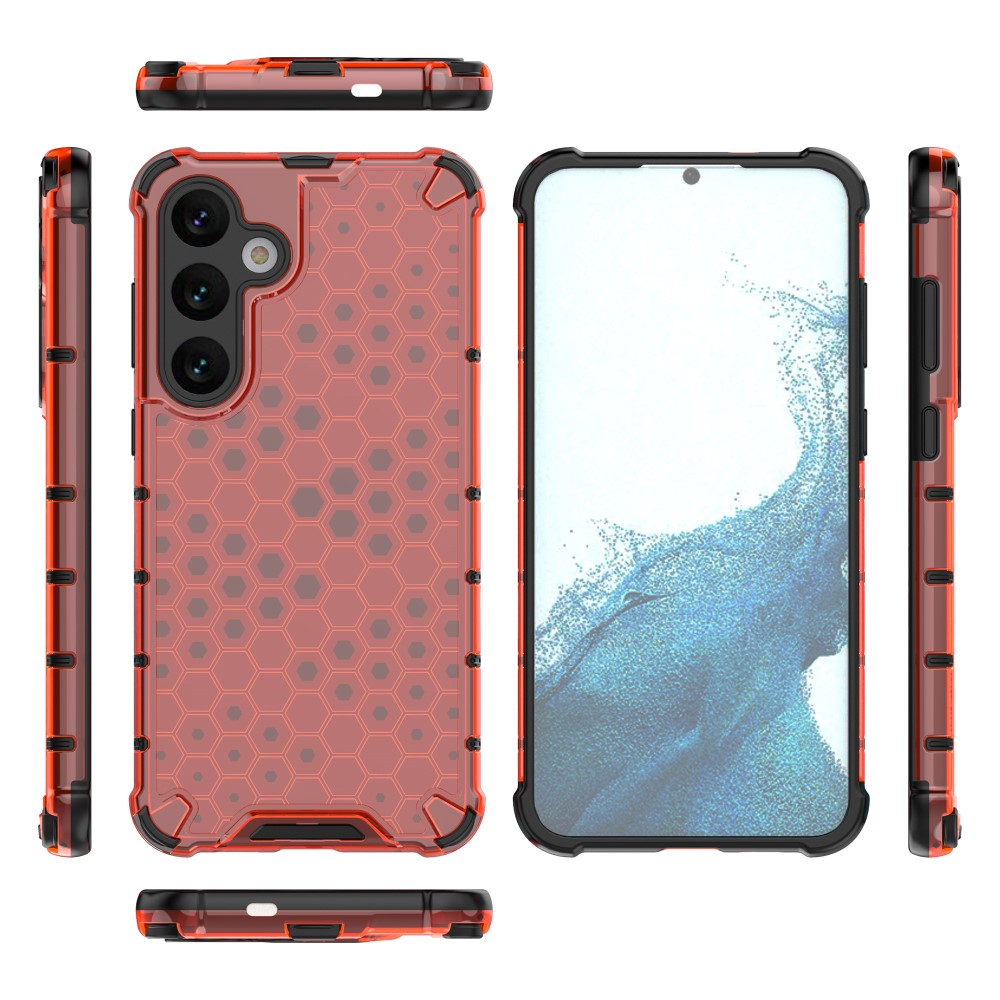  Samsung Galaxy S25 Skal Hybrid Honeycomb Röd