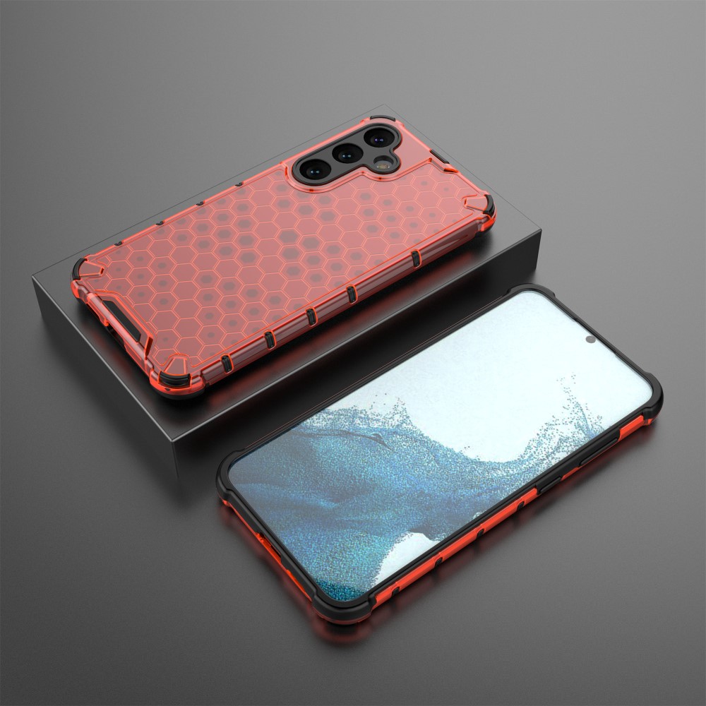  Samsung Galaxy S25 Skal Hybrid Honeycomb Röd