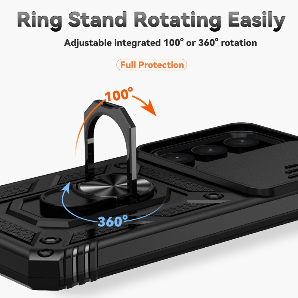  Samsung Galaxy S25 Skal Hybrid Ring CamShield Svart