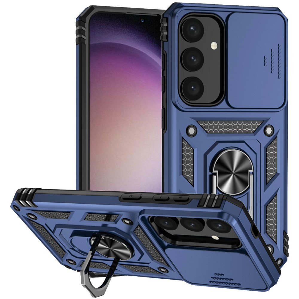  Samsung Galaxy S25 Skal Hybrid Ring CamShield Blå