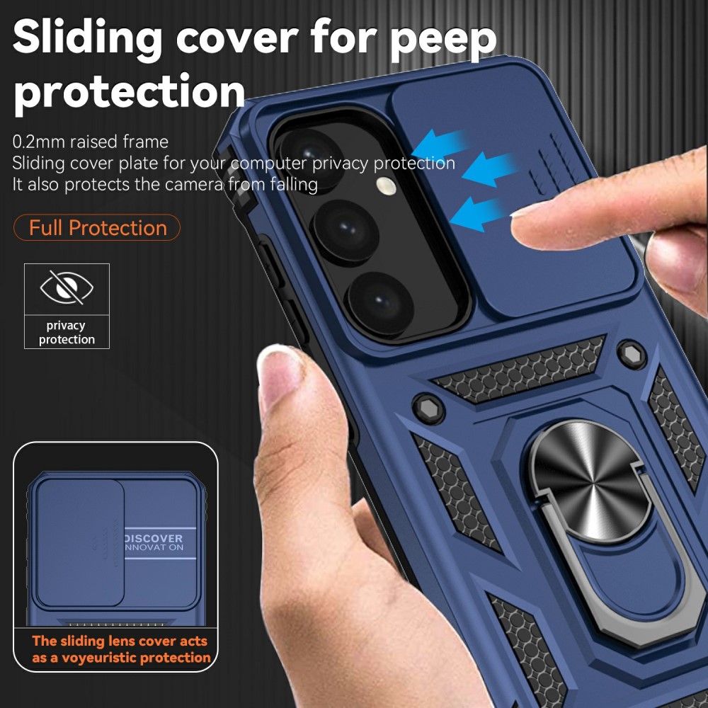  Samsung Galaxy S25 Skal Hybrid Ring CamShield Blå
