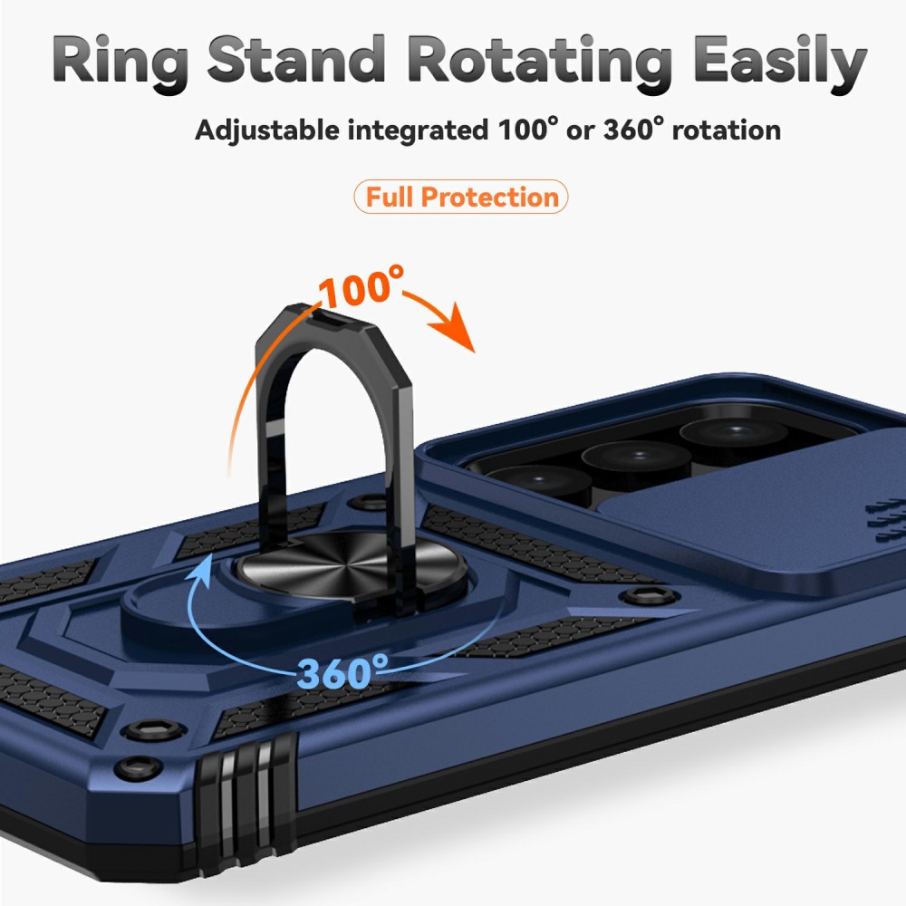  Samsung Galaxy S25 Skal Hybrid Ring CamShield Blå