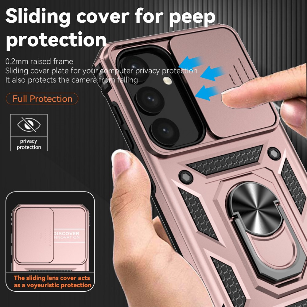  Samsung Galaxy S25 Skal Hybrid Ring CamShield Roséguld