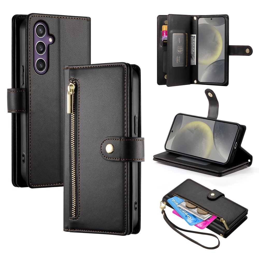  Samsung Galaxy S25 Fodral Multifunktionell Läder Svart