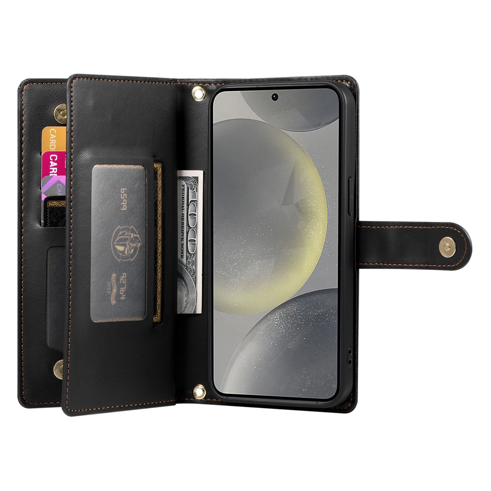  Samsung Galaxy S25 Fodral Multifunktionell Läder Svart
