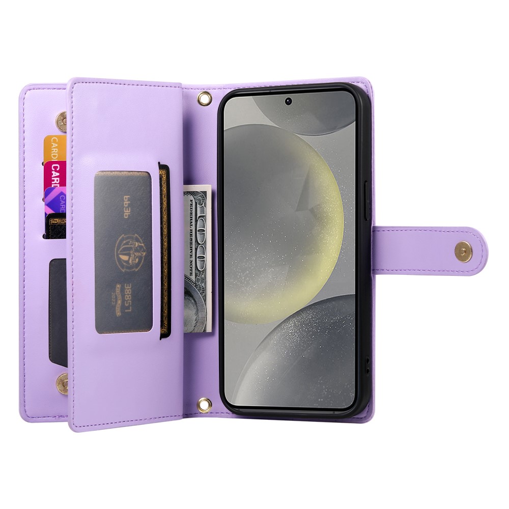  Samsung Galaxy S25 Fodral Multifunktionell Läder Lila