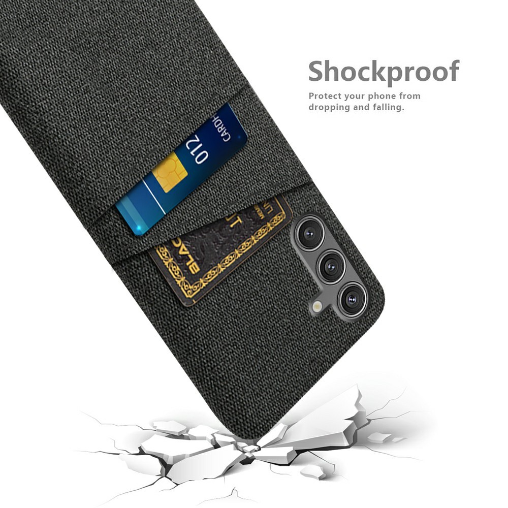  Samsung Galaxy S25 Skal Med Kortfack Tygbelagt Svart