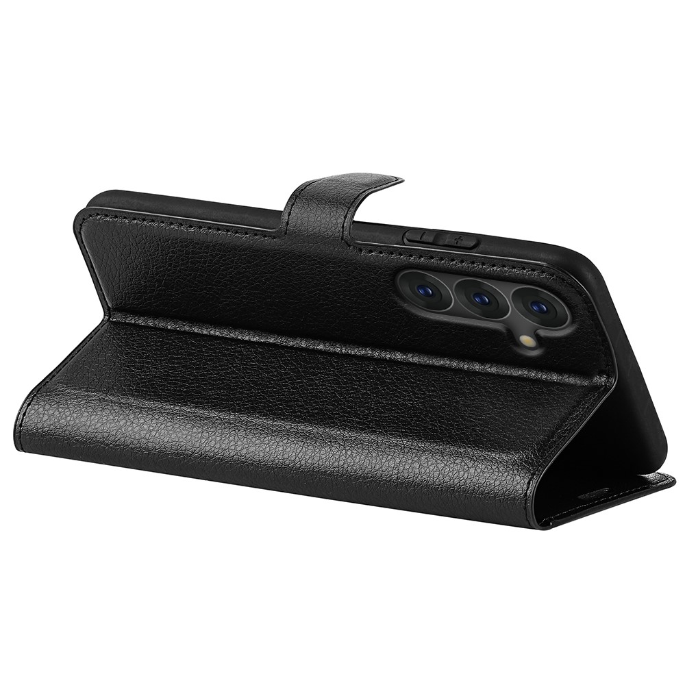  Samsung Galaxy S25 Fodral Litchi Läder Svart