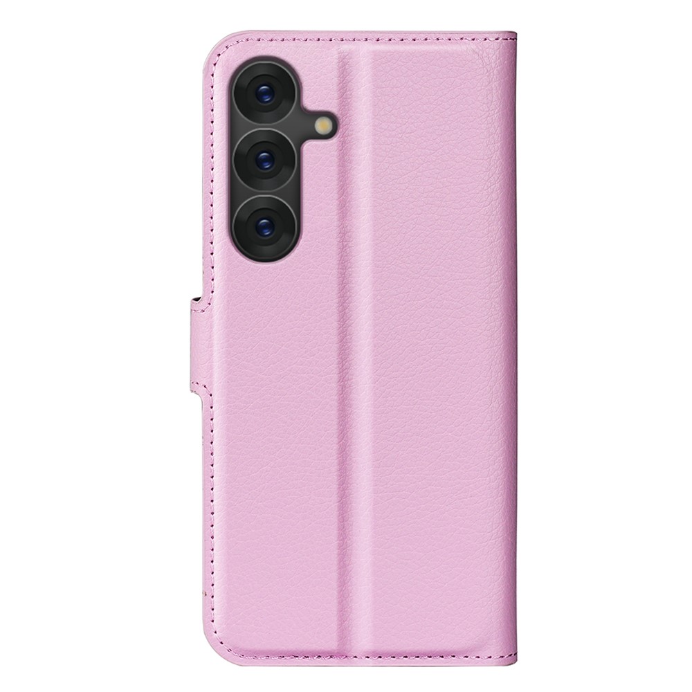  Samsung Galaxy S25 Fodral Litchi Läder Ljus Rosa