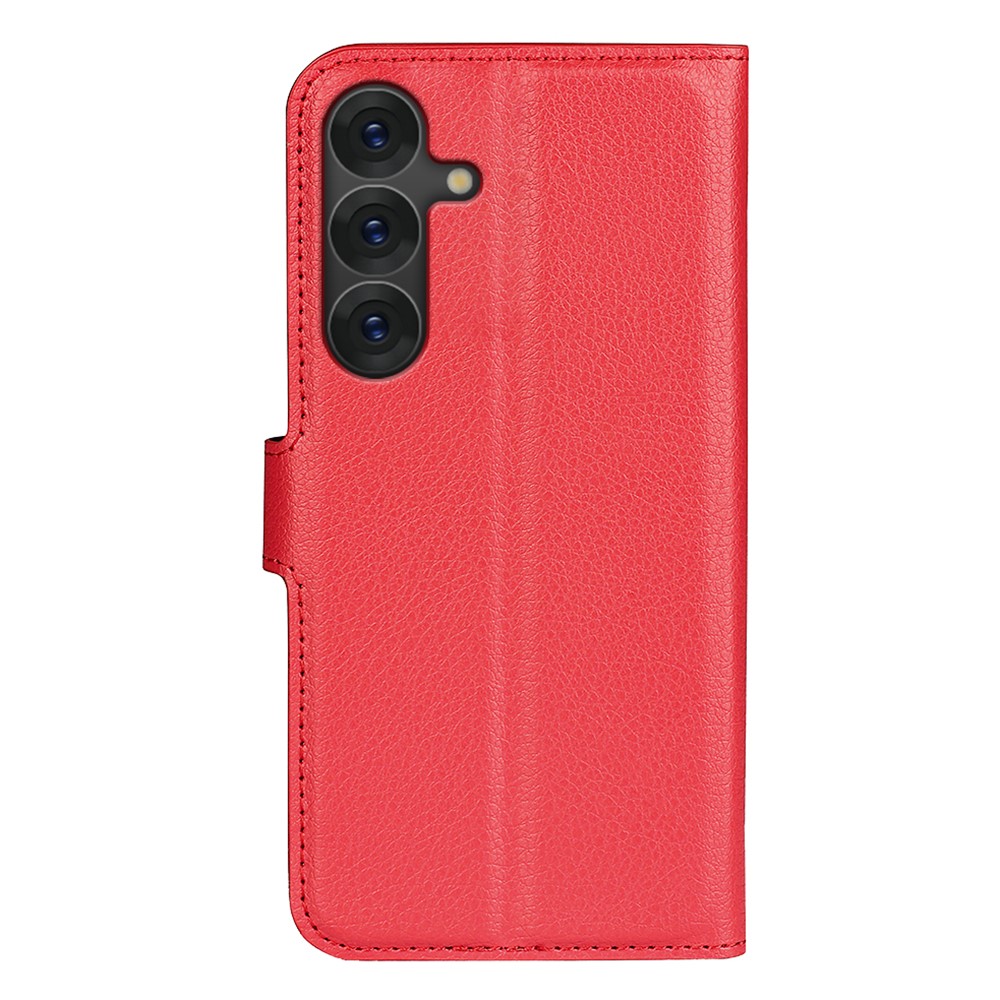  Samsung Galaxy S25 Fodral Litchi Läder Röd