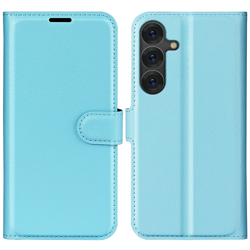  Samsung Galaxy S25 Fodral Litchi Läder Blå
