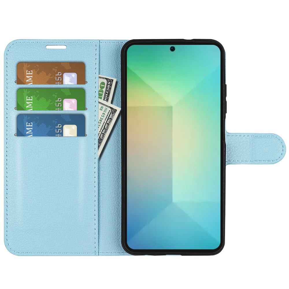  Samsung Galaxy S25 Fodral Litchi Läder Blå