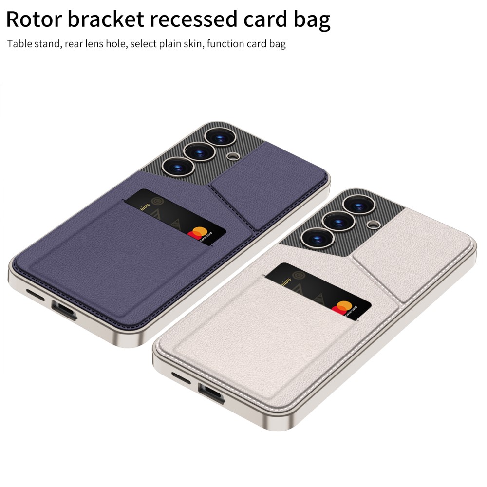 GKK GKK Galaxy S25 Skal Kickstand Med Korthållare Kolfiber Textur