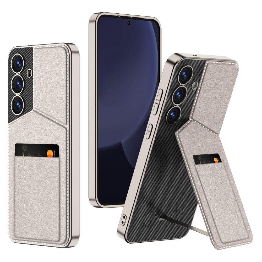 GKK GKK Galaxy S25 Skal Kickstand Med Korthållare Titanium Grey