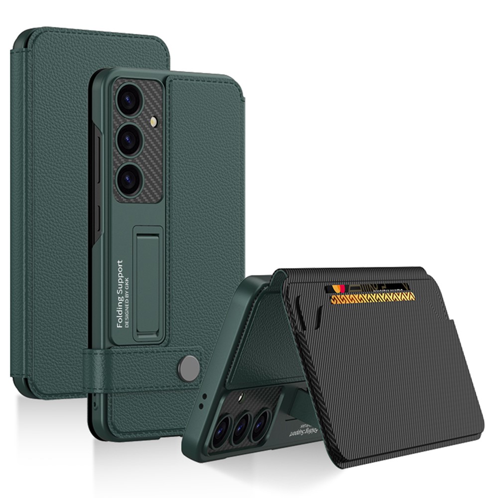 GKK GKK Samsung Galaxy S25 Fodral Kickstand Med Korthållare Grön