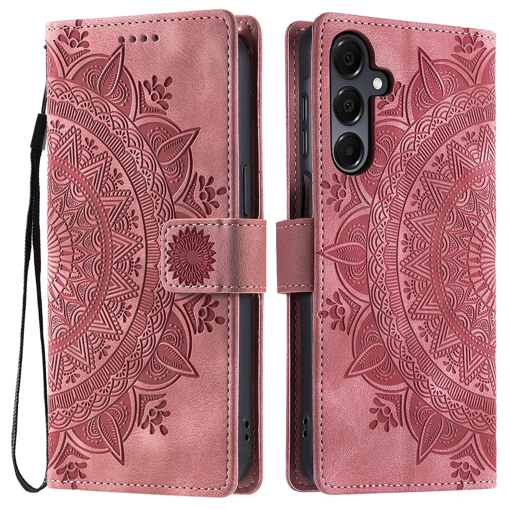 Samsung Galaxy S25 Fodral Mandala Läder Roséguld