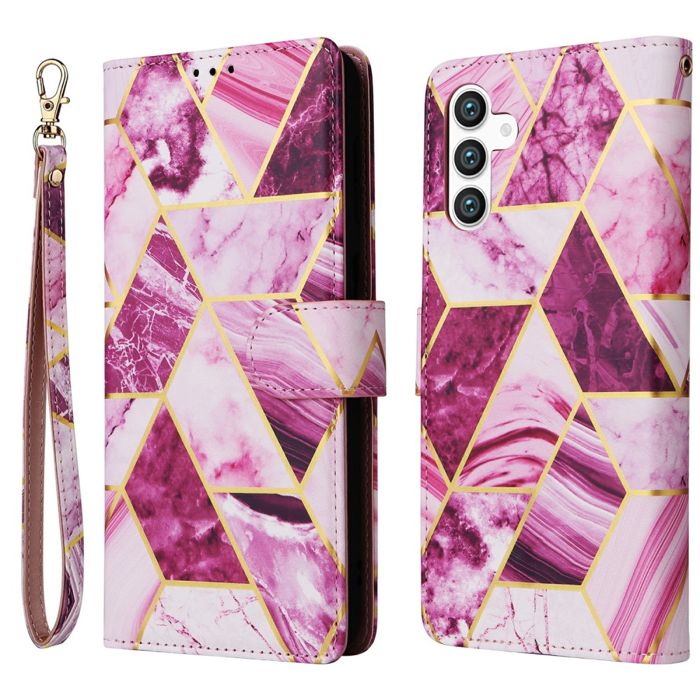  Samsung Galaxy S25 Fodral Läder Marmor Lila