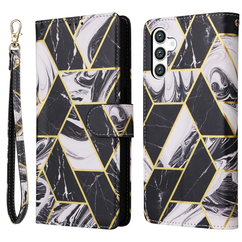  Samsung Galaxy S25 Fodral Läder Marmor Svart