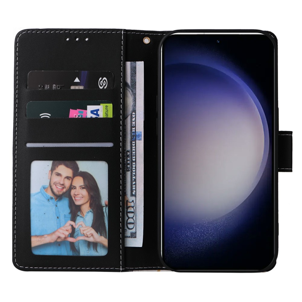  Samsung Galaxy S25 Fodral Läder Marmor Svart