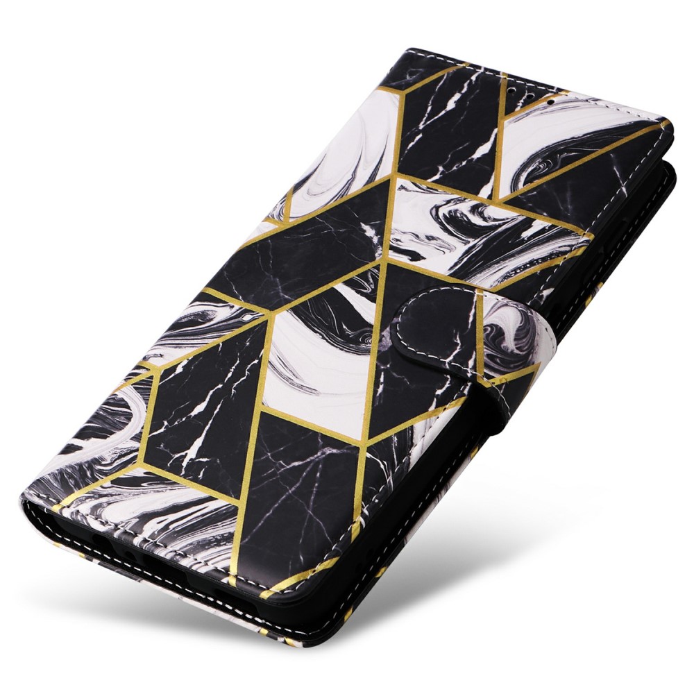  Samsung Galaxy S25 Fodral Läder Marmor Svart