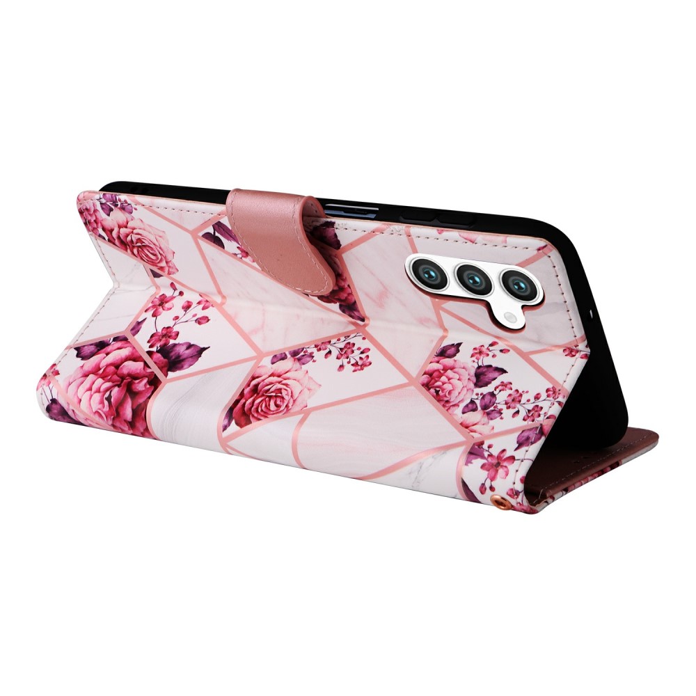  Samsung Galaxy S25 Fodral Läder Marmor Roséguld
