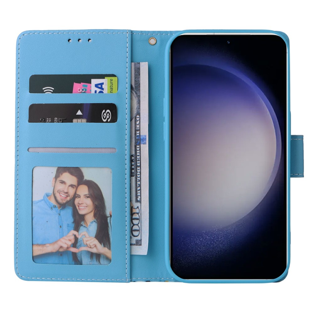 Samsung Galaxy S25 Fodral Läder Marmor Blå