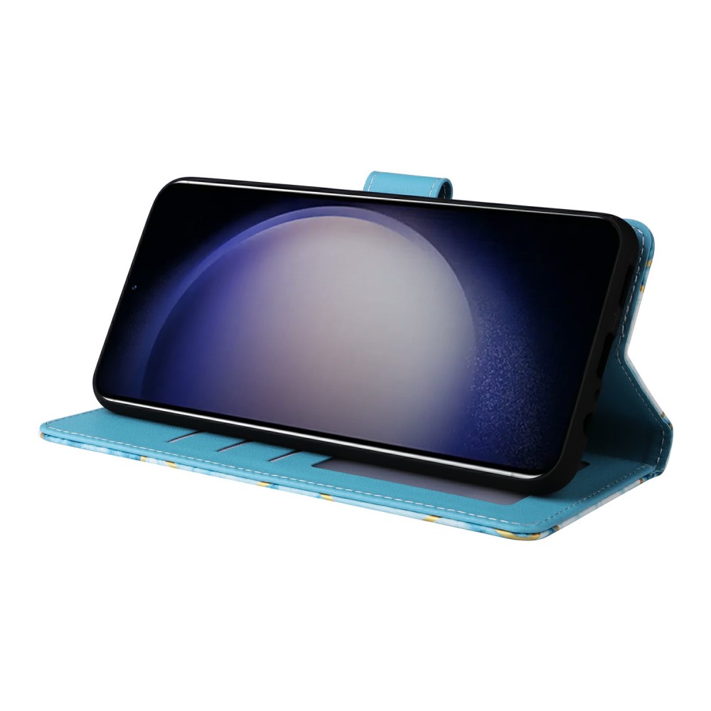  Samsung Galaxy S25 Fodral Läder Marmor Blå