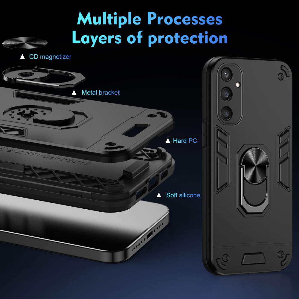  Samsung Galaxy S25 Skal Hybrid Armor Ring Svart