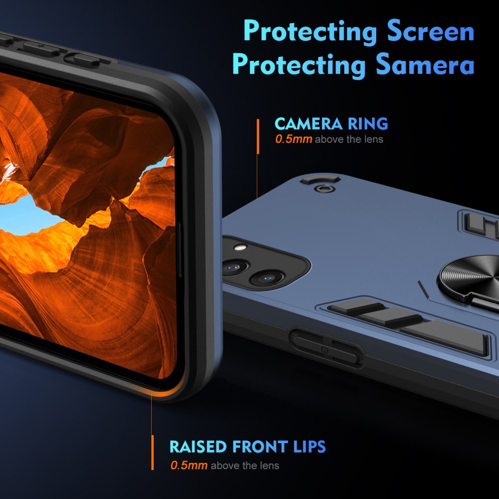  Samsung Galaxy S25 Skal Hybrid Armor Ring Blå