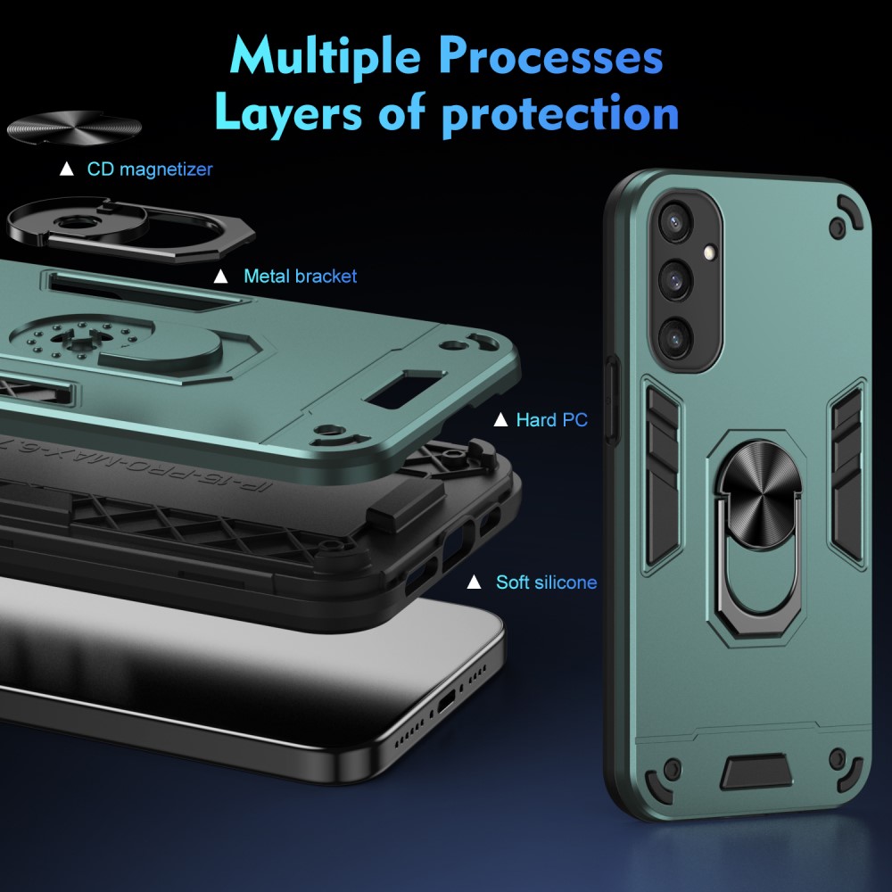  Samsung Galaxy S25 Skal Hybrid Armor Ring Grön