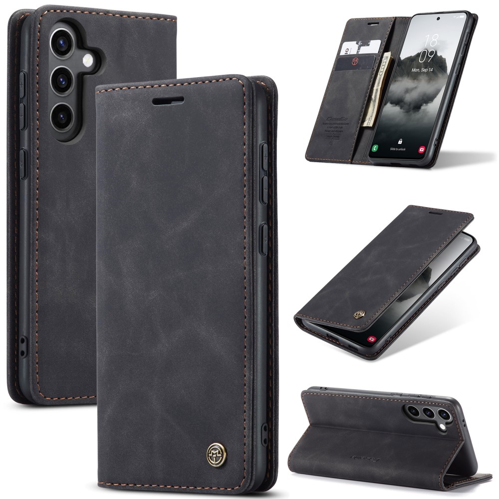 CASEME CASEME Galaxy S25 Fodral Flip Retro Läder Svart