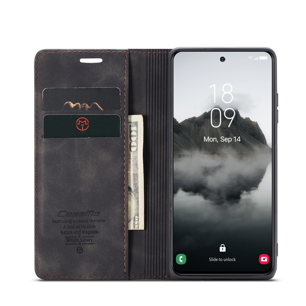 CASEME CASEME Galaxy S25 Fodral Flip Retro Läder Svart